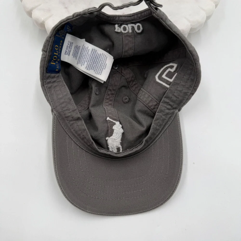 Polo Ralph Lauren Kids Big Pony Baseball Cap Gray Adjustable Hat Size 4-7